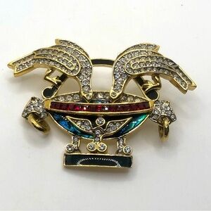 Vtg Butler Fifth Ave Birdbath Bird Bath Brooch 2.4” x 1.6” EUC